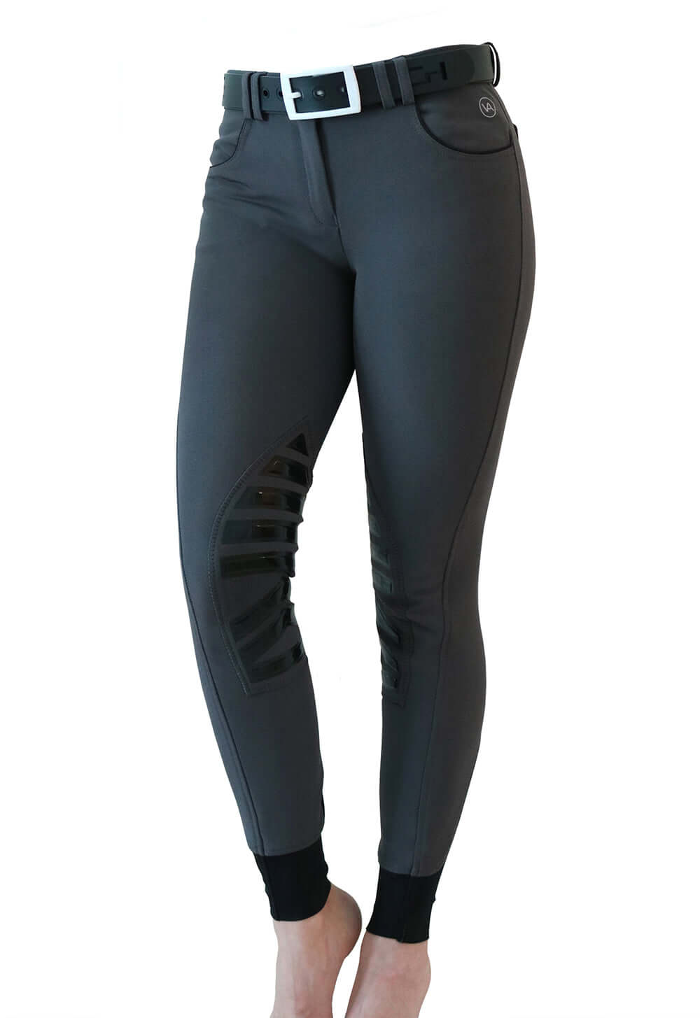 Stretch microfibre fabric for the most flattering fit on many body types. Keep their shape and don't fade out. Ride after ride, wash after wash.
Grip knee patches for maximum grip and comfort.
Silicone logo printing on the inside of the waistband to help breeches stay in place and shirts tucked in.
Comfort sock bottom to prevent rubbing around the ankle.
Contrast piping on front and rear pockets.