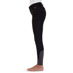 Stretch microfibre fabric for the most flattering fit on many body types. Keep their shape and don't fade out. Ride after ride, wash after wash.
Grip knee patches for maximum grip and comfort.
Silicone logo printing on the inside of the waistband to help breeches stay in place and shirts tucked in.
Comfort sock bottom to prevent rubbing around the ankle.
Contrast piping on front and rear pockets.