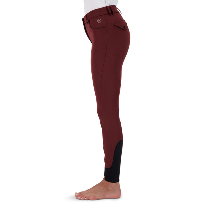 Stretch microfibre fabric for the most flattering fit on many body types. Keep their shape and don't fade out. Ride after ride, wash after wash.
Grip knee patches for maximum grip and comfort.
Silicone logo printing on the inside of the waistband to help breeches stay in place and shirts tucked in.
Comfort sock bottom to prevent rubbing around the ankle.
Contrast piping on front and rear pockets.